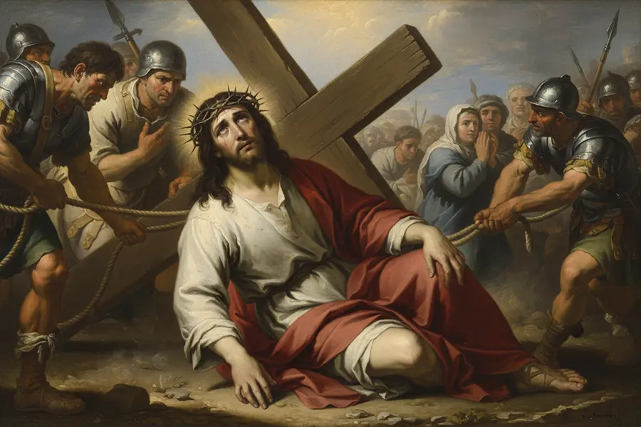 Jezus upada po raz drugi na drodze krzyżowej