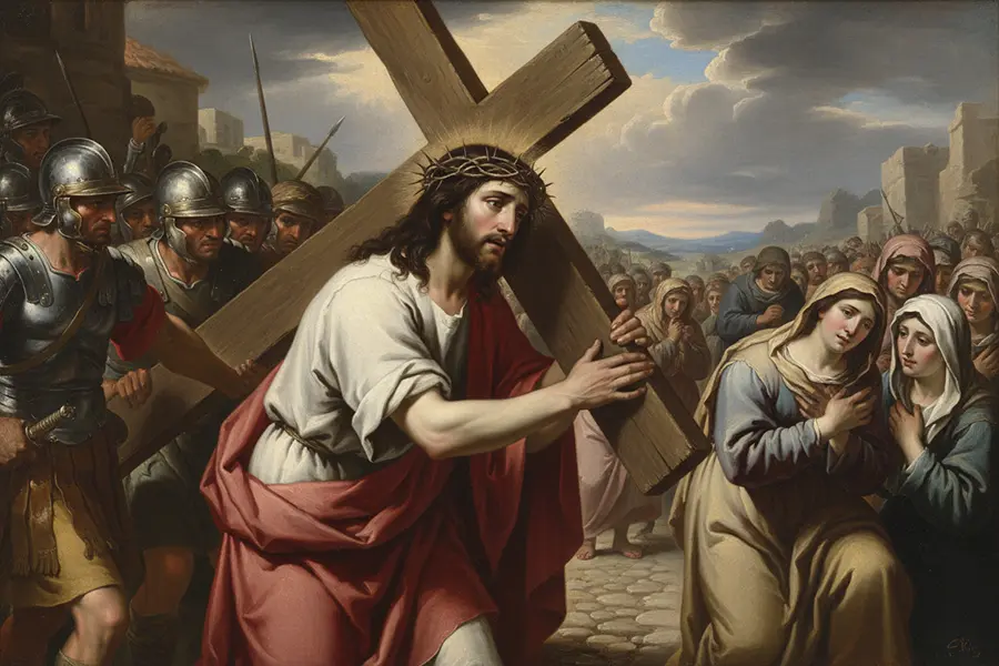 Jezus spotyka płaczące niewiasty w drodze na Golgotę
