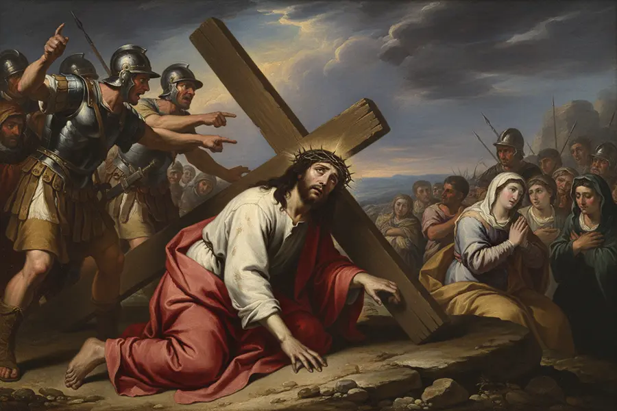 Jezus upada po raz trzeci pod ciężarem krzyża