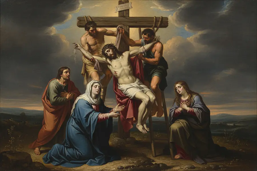 Jezus zdjęty z krzyża i złożony w ramiona Maryi