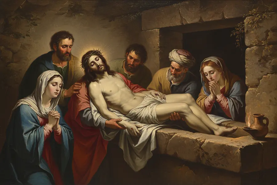 Jezus złożony do grobu – czternasta stacja Drogi Krzyżowej
